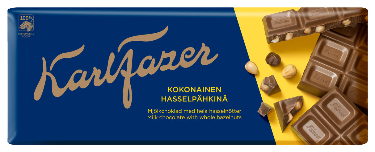 Karl Fazer hel hasselnötsmjölkchokladplatta 200g