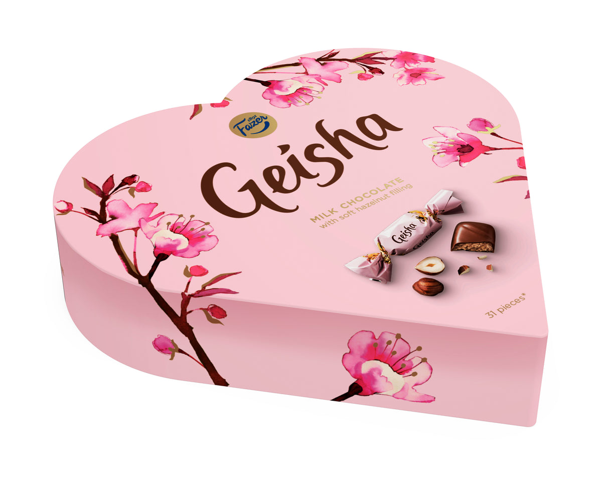 Fazer Geisha Sydän hasselpähkinänougat suklaakonvehti 225g