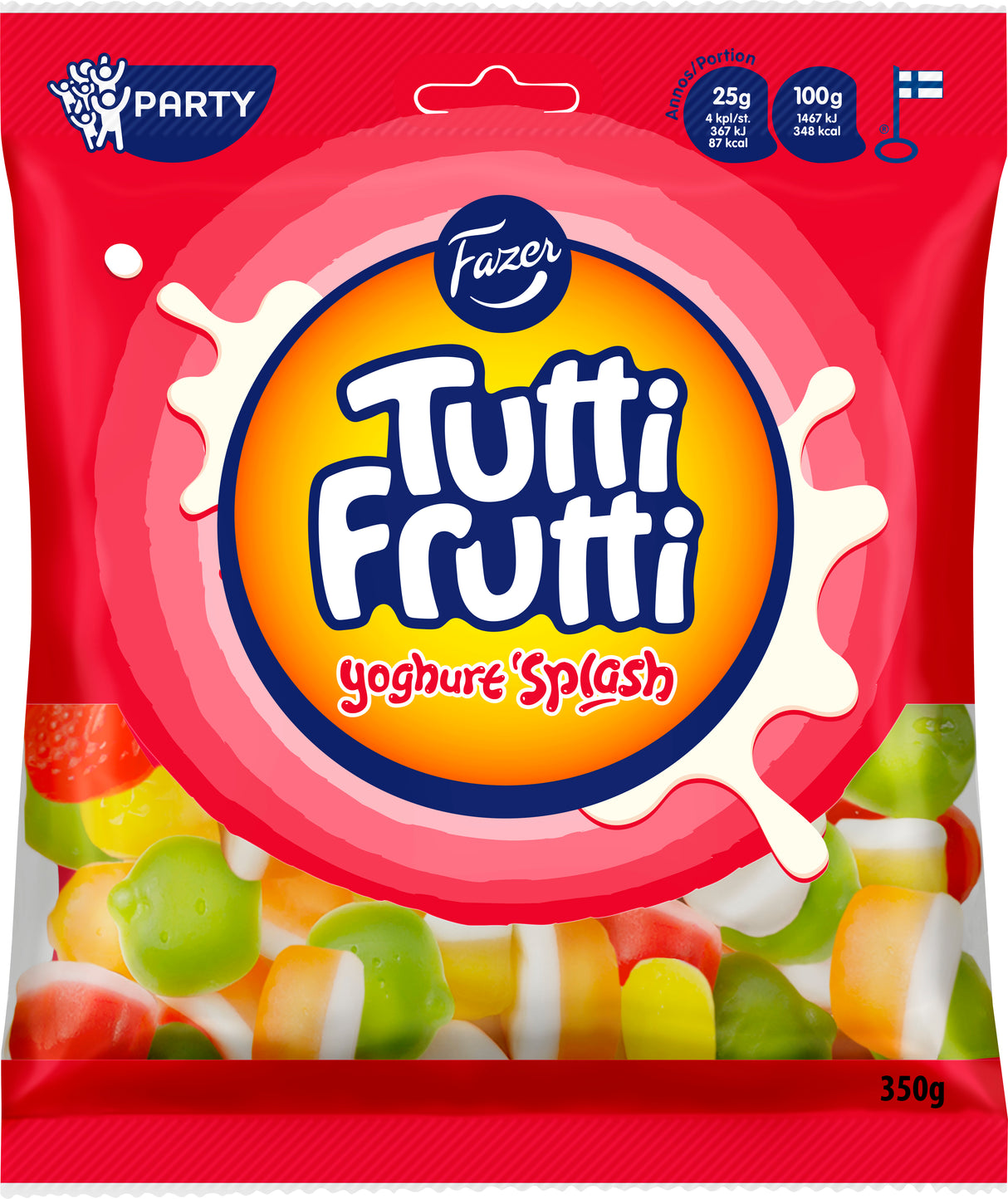 Fazer Tutti Frutti Yoghurt Splash godispåse 350g