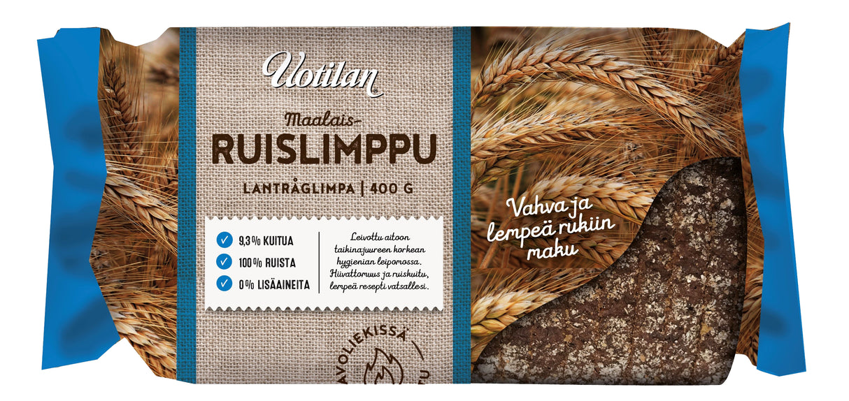 Uotilan Aito Pälkäneen Farmhouse rye loaf 400g, dark bread without yeast