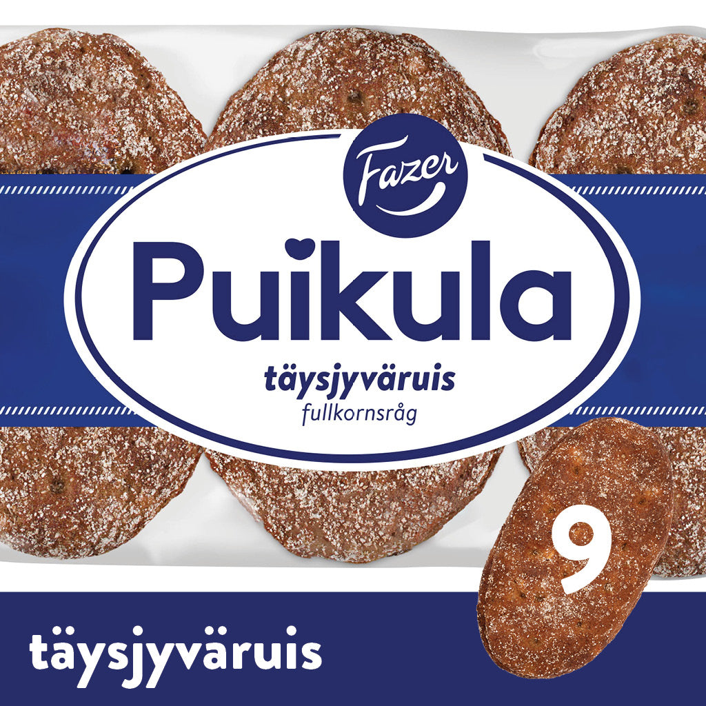 Fazer Puikula Whole rye bread 9pcs 500g, wholegrain rye bread