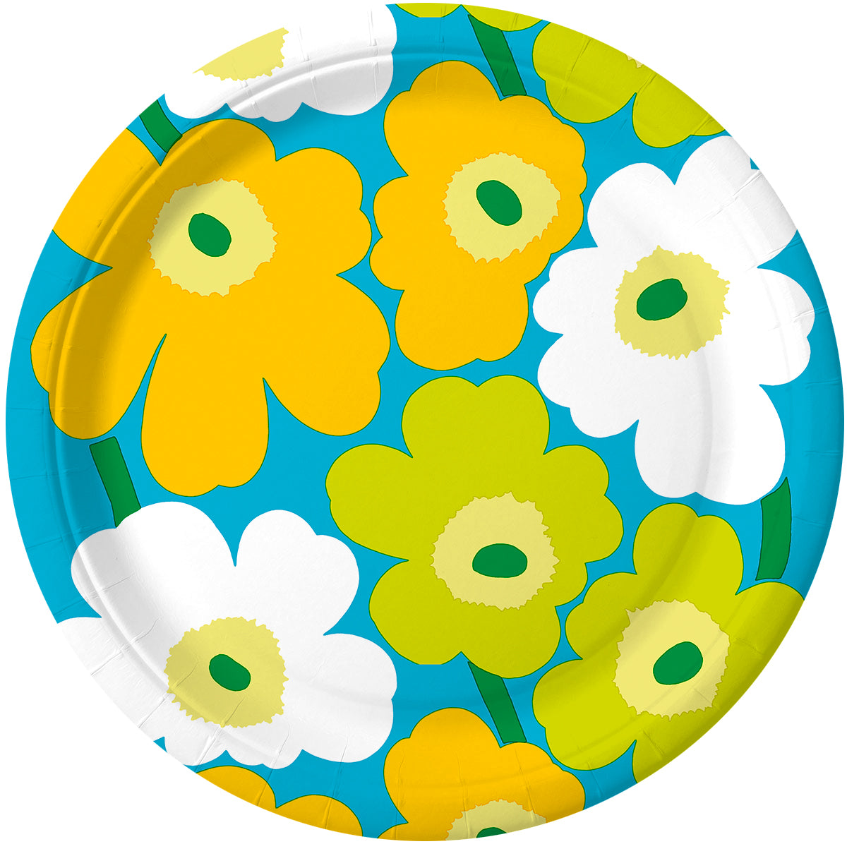 Paper plate 23cm  Marimekko Unikko blue green 