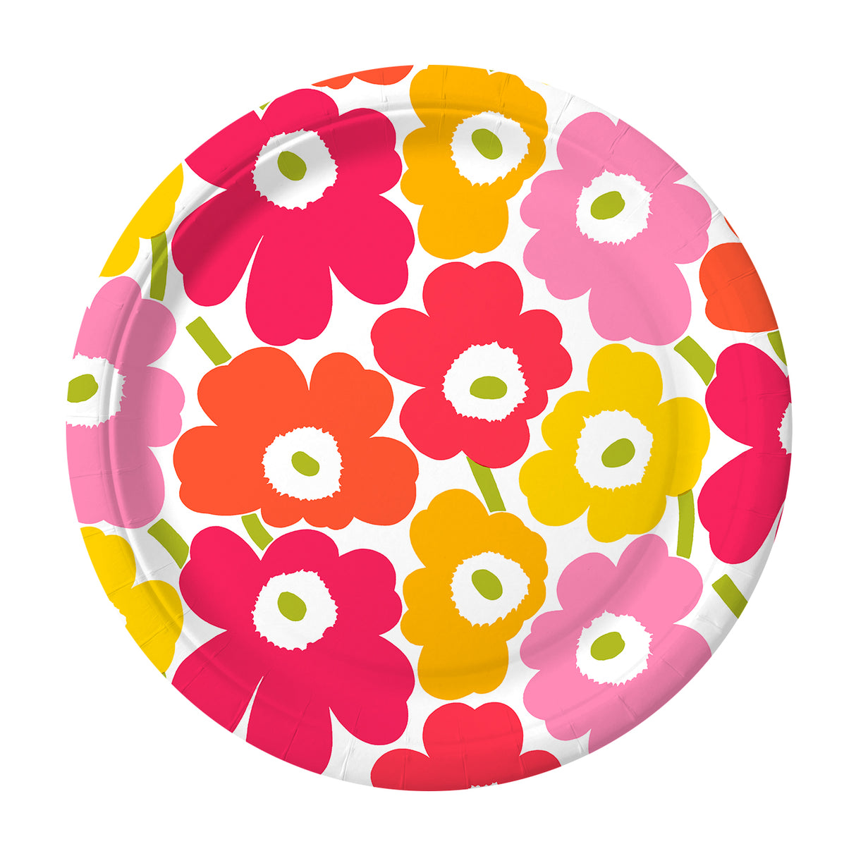 Teller 23cm 20 Stück Marimekko Mini Unikko pink-gelb