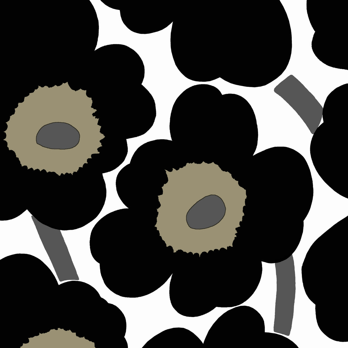 Marimekko Serviette Unikko schwarz-weiß 20 Stück/33 cm