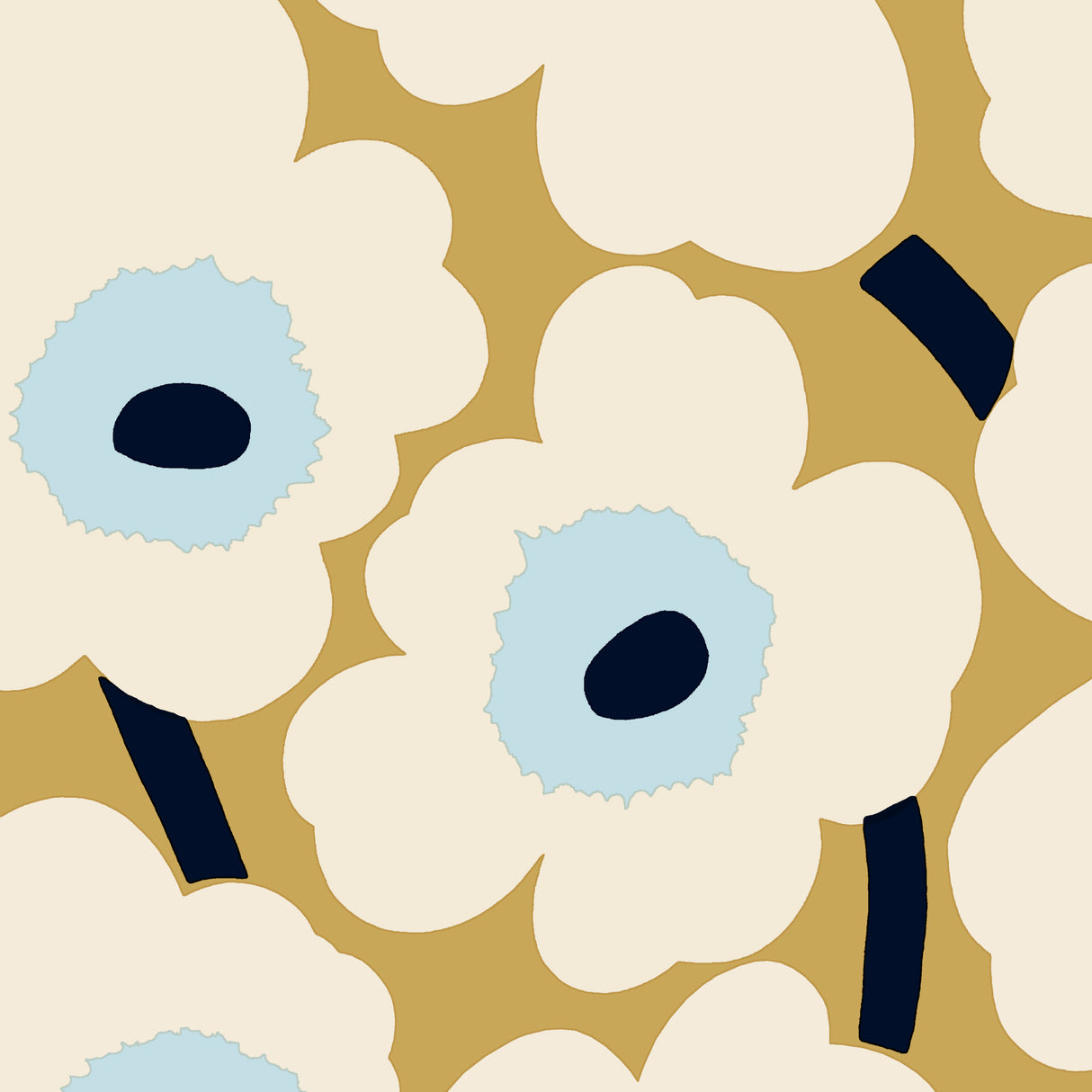 Marimekko lautasliina Unikko beige sininen 20kpl/33cm