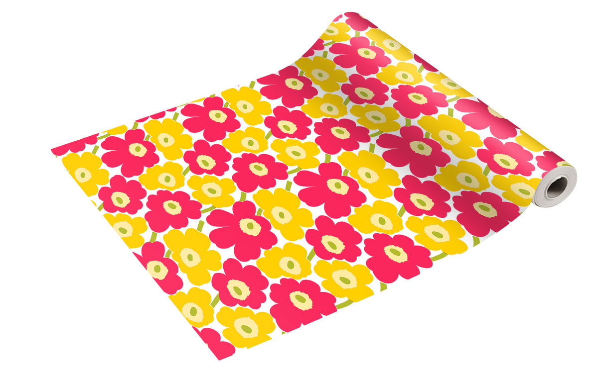 Marimekko kaitaliina Mini Unikko pinkkikeltainen 0,4x4,8m