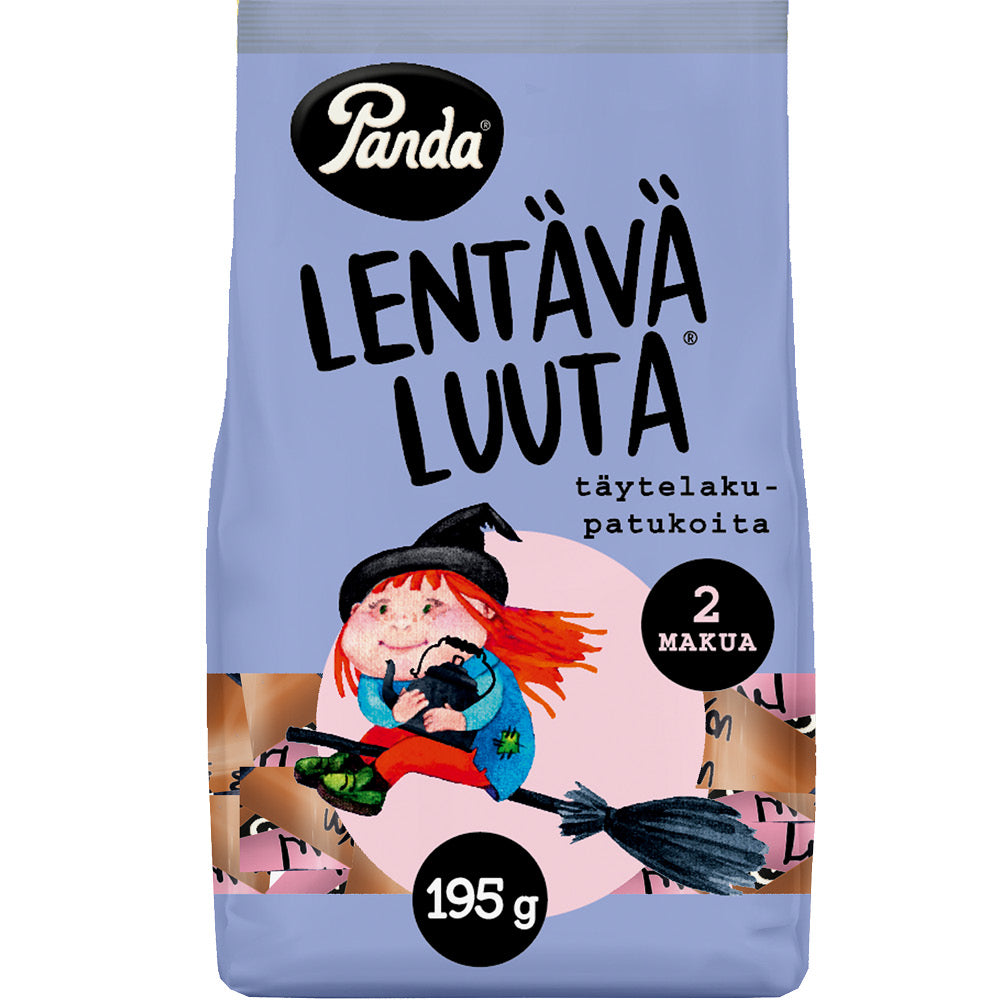 Panda Lentävä Luuta suklaan- ja mansikanmakuinen täyte lakritsipatukka 195g