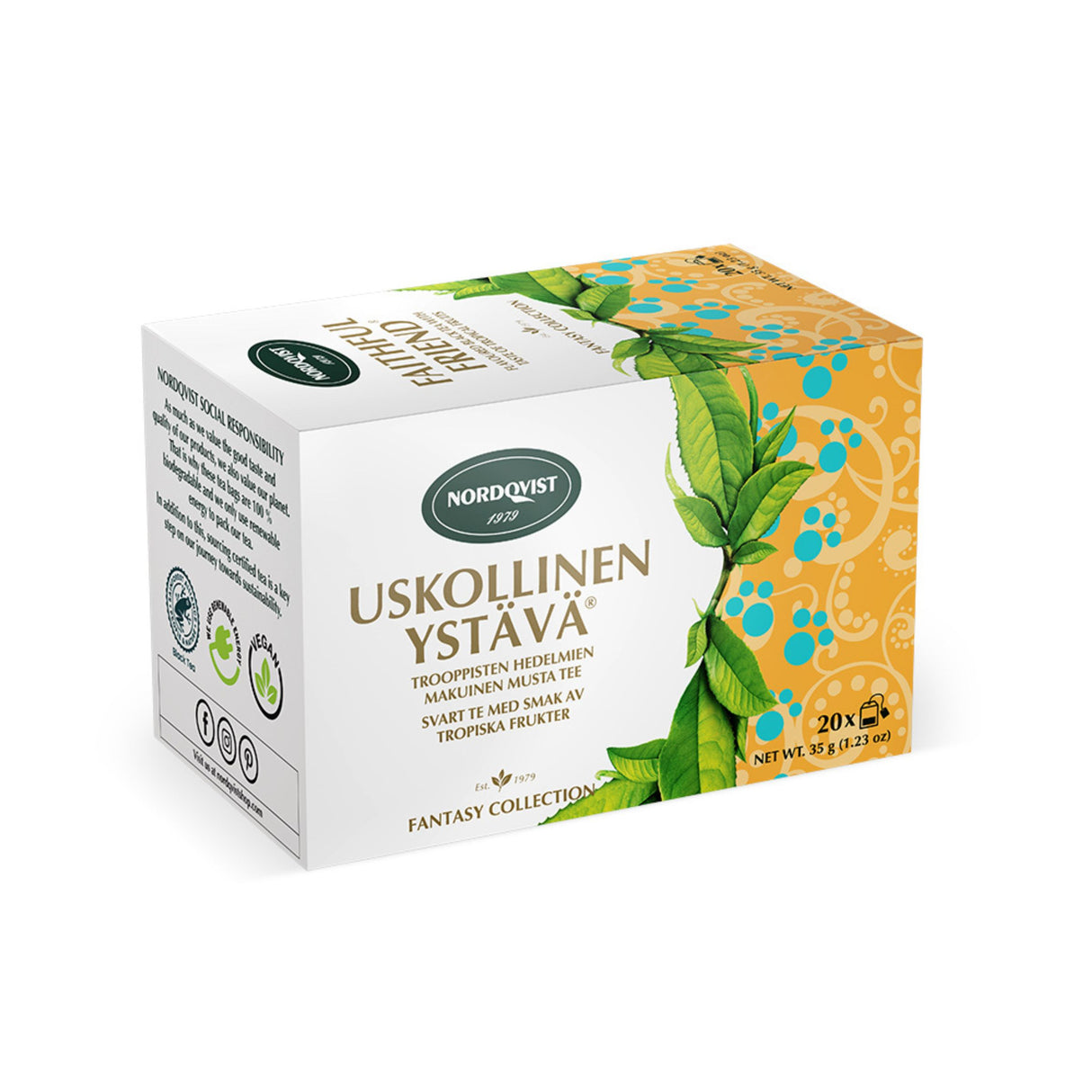 Nordqvist Uskollinen Ystävä 20 x 1,75g schwarzer aromatisierter Beuteltee