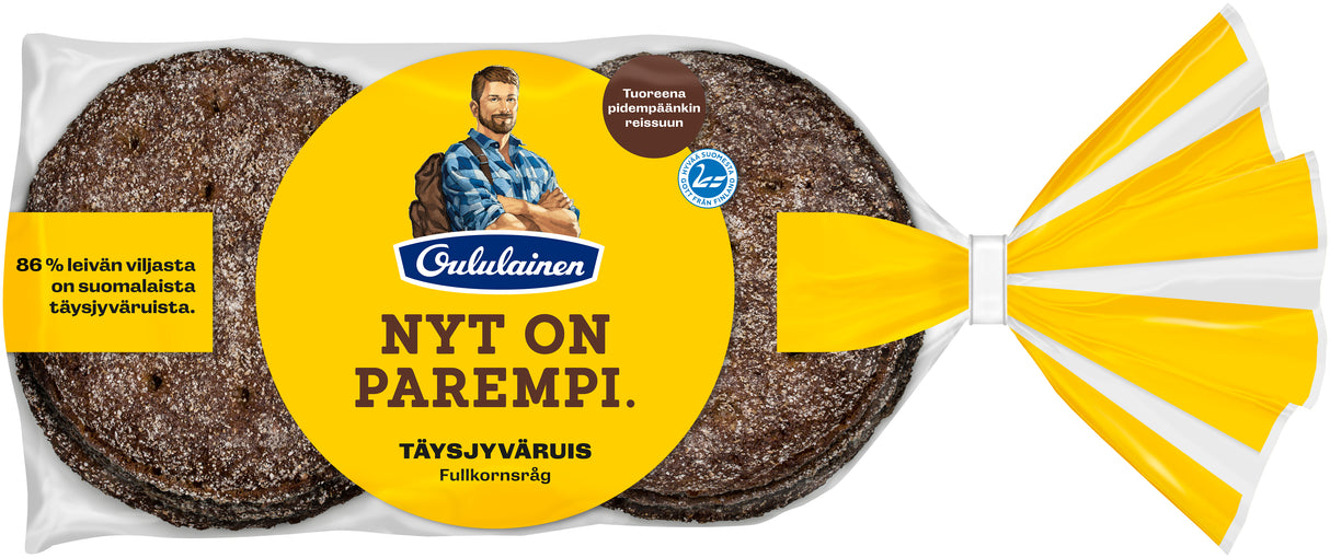 Oululainen Reissumies Täysjyväruis 6kpl 355g, täysjyväruisleipä