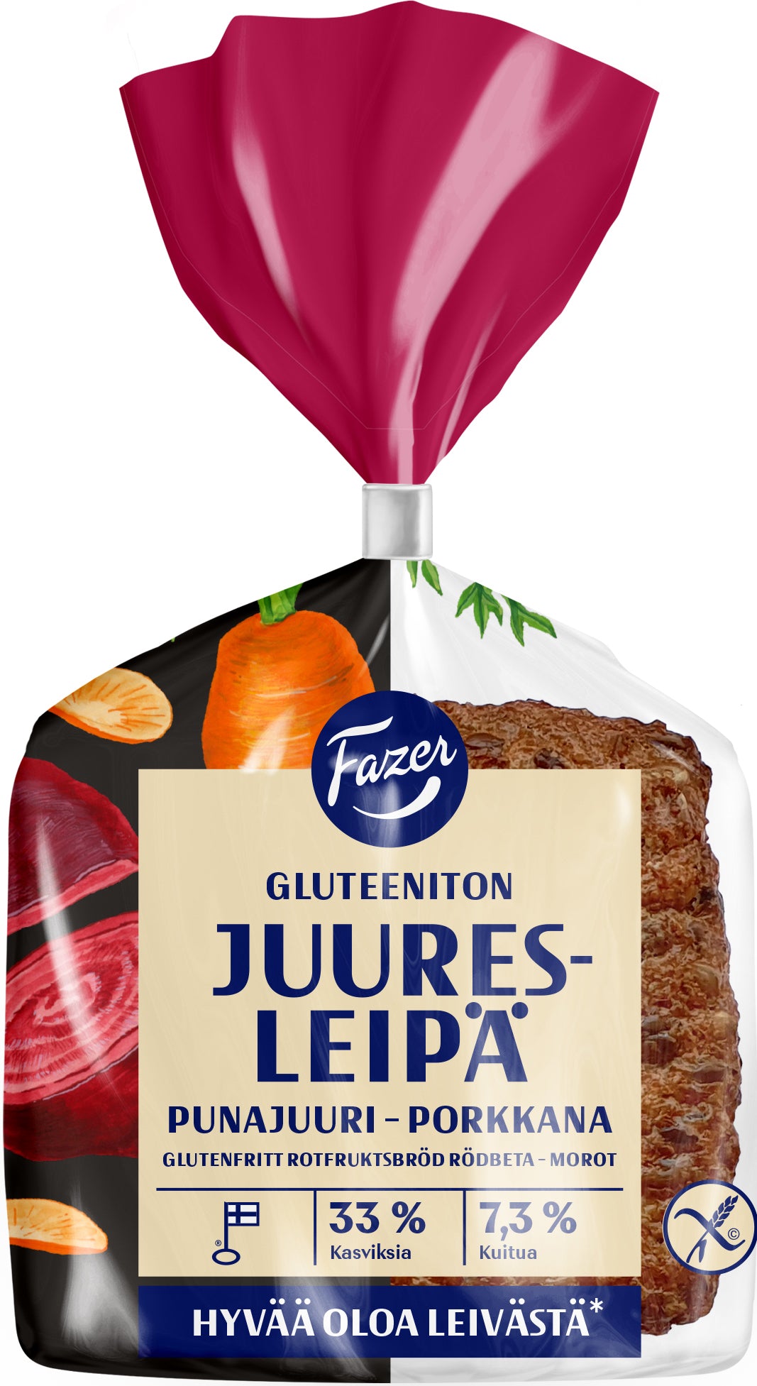 Fazer Juuresleipä Gluteeniton 3kpl 165g, gluteeniton sekaleipä