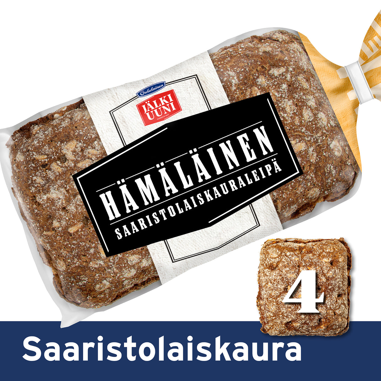 Oululainen Jälkiuuni Archipelago Oat 4pcs 240g, whole grain oat bread