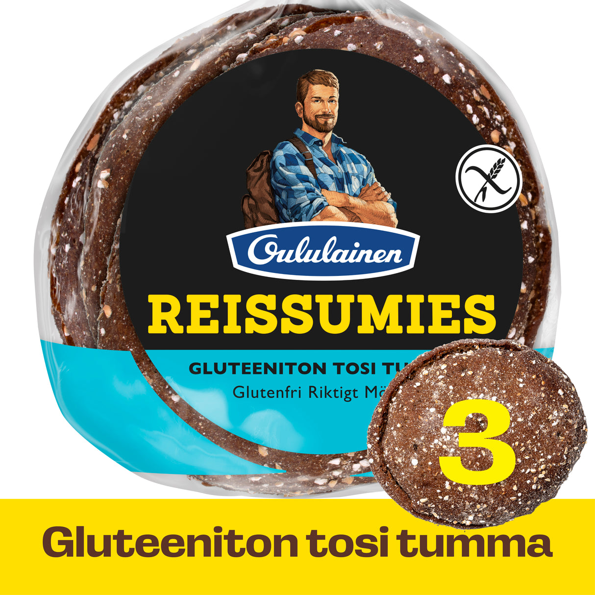 Oululainen Reissumies Glutenfri Riktigt Mörk 3st 210g