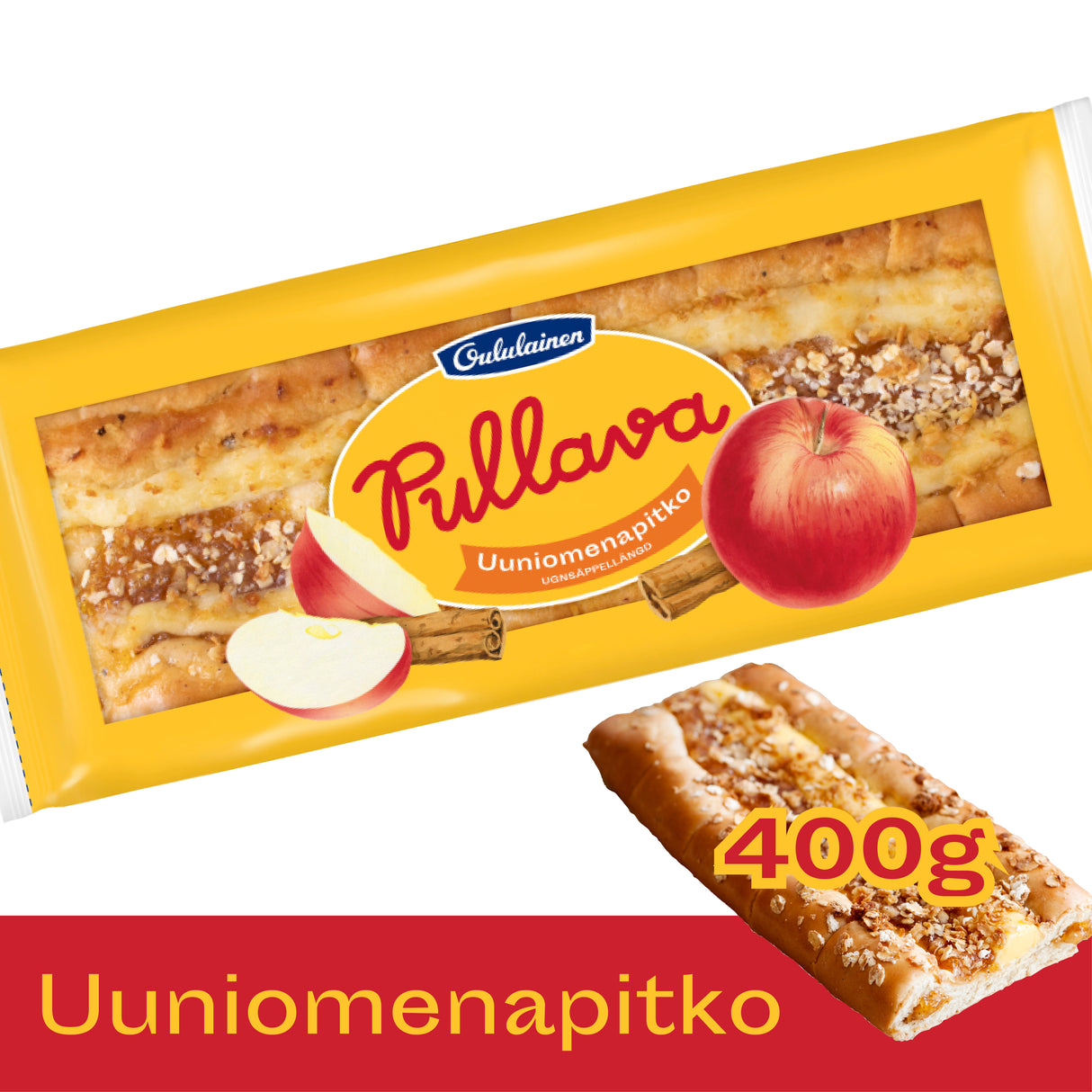 Oululainen Pullava Baked apple sweet loaf 400g, seasonal taste
