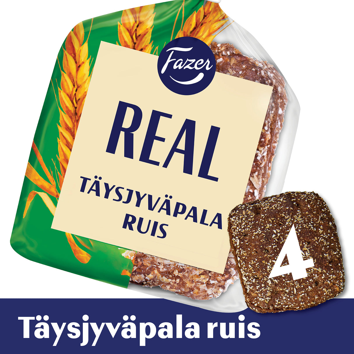 Fazer Real Whole grain bread 100% Rye 4pcs 280g