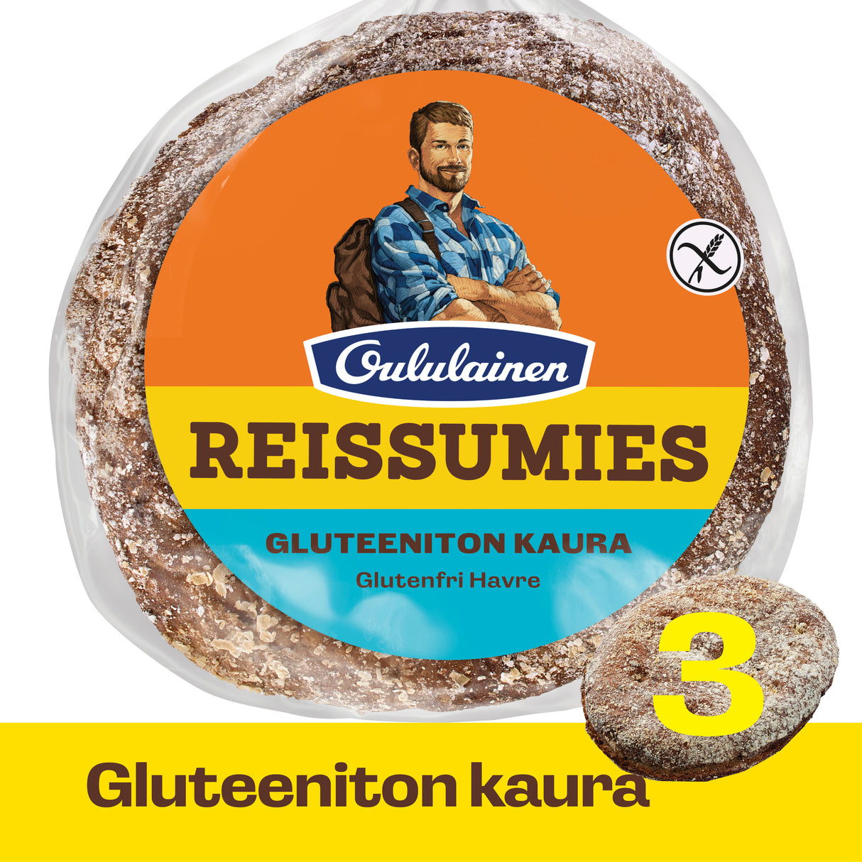 Oululainen Reissumies Glutenfri Havre 3-pack 210g, havrebröd