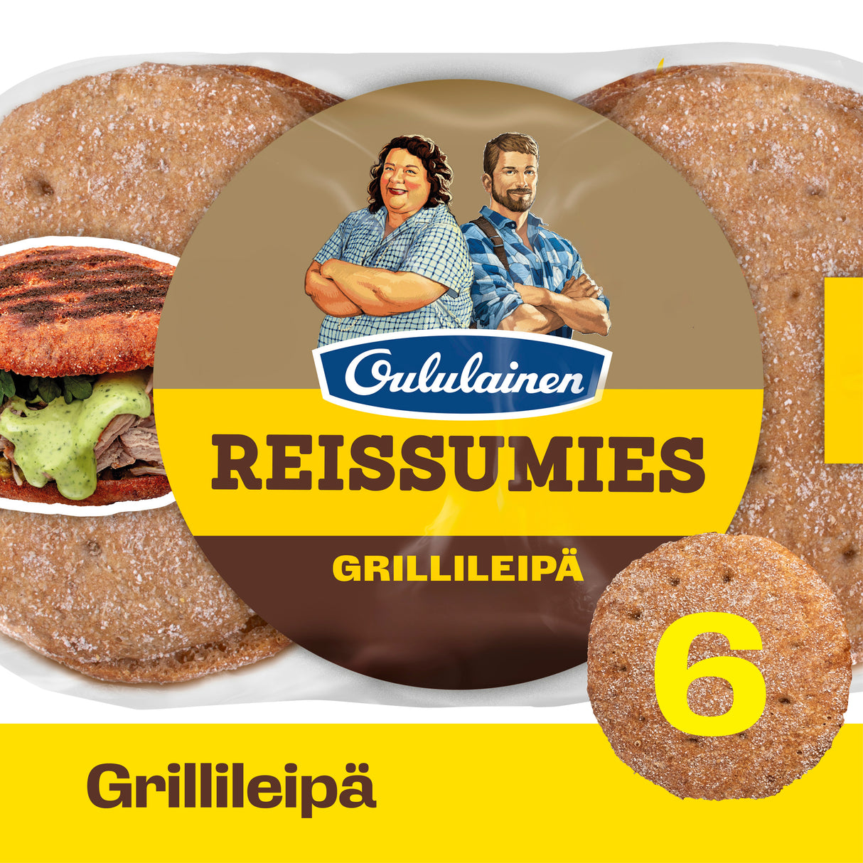 Oululainen Reissumies Mestarileipuri Grill bread 6pcs 360g, wheat bread