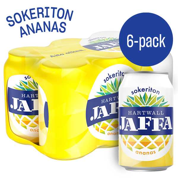 6 x Hartwall Jaffa Ananas Sokeriton virvoitusjuoma 0,33 l