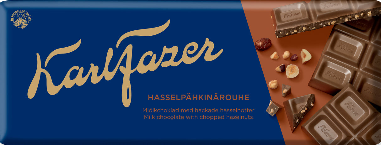 Karl Fazer Haselnussstückchen Schokoladentafel 180 g