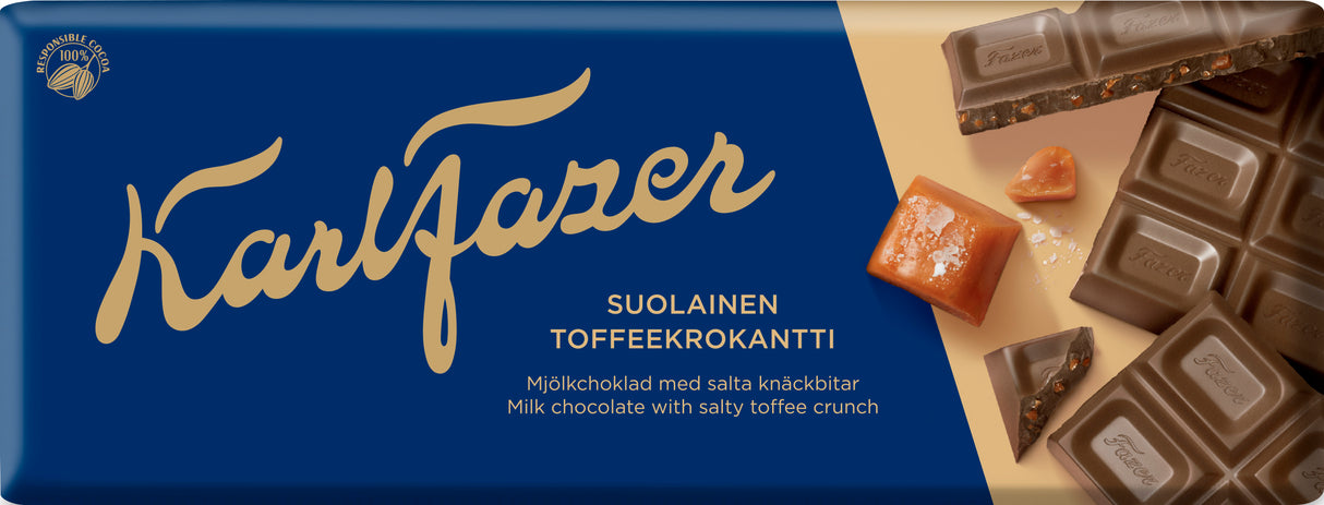 Karl Fazer Salziges Toffee-Krokant Schokoladentafel 180 g