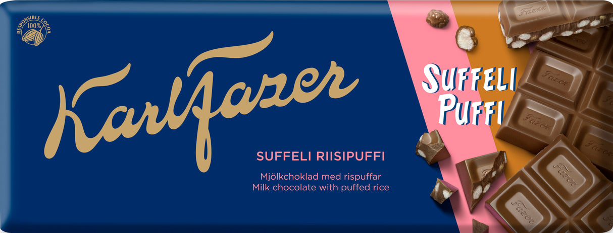 Karl Fazer Suffeli Riisipuffi suklaalevy 185g