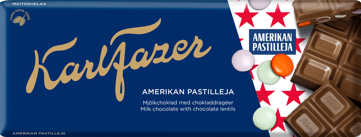 Karl Fazer Amerikan pastilleja suklaa levy 180 g