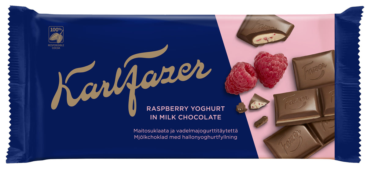 Karl Fazer Vadelmajogurtti suklaalevy 121g