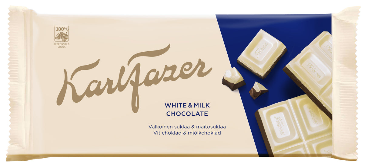 Karl Fazer White & Milk chocolate tablet 131 g