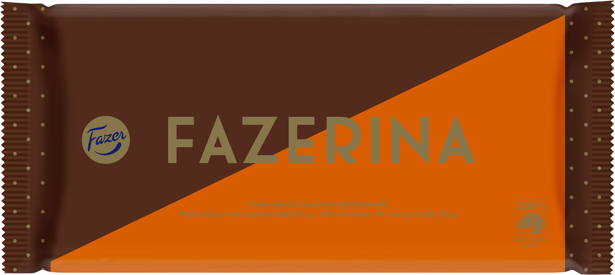 Fazer Fazerina orange truffle milk chocolate tablet 121g