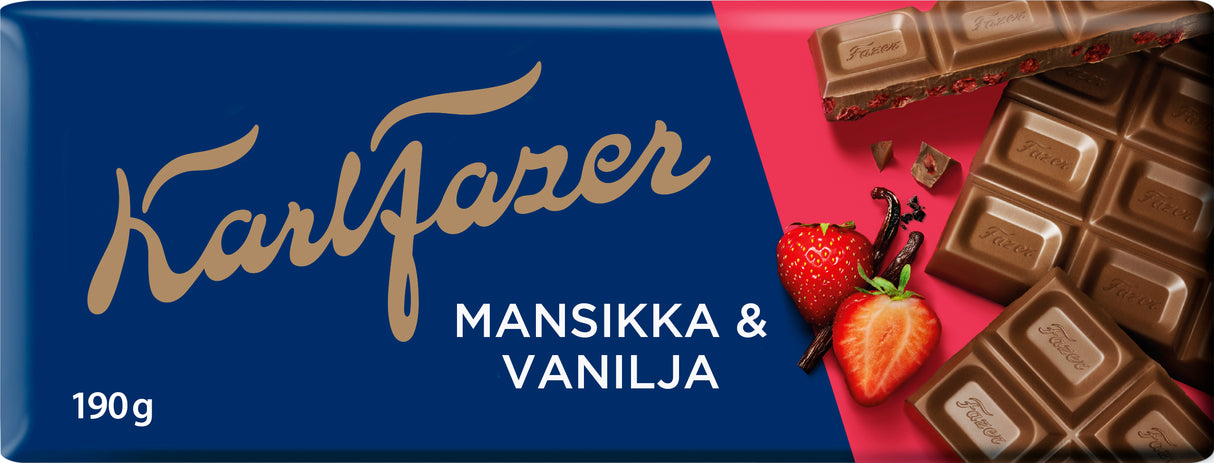 Karl Fazer jordgubb och vanilj chokladkaka 190g