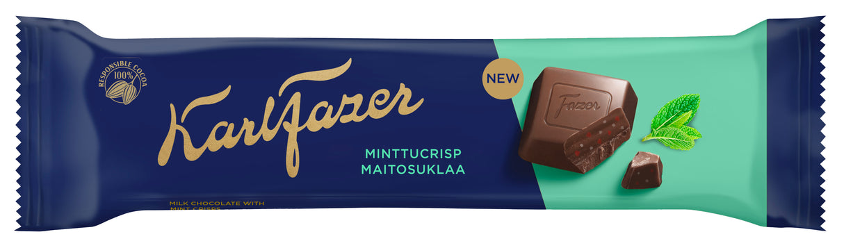 Karl Fazer Milchschokoladenriegel Mint Crisp 37g 5-PACK