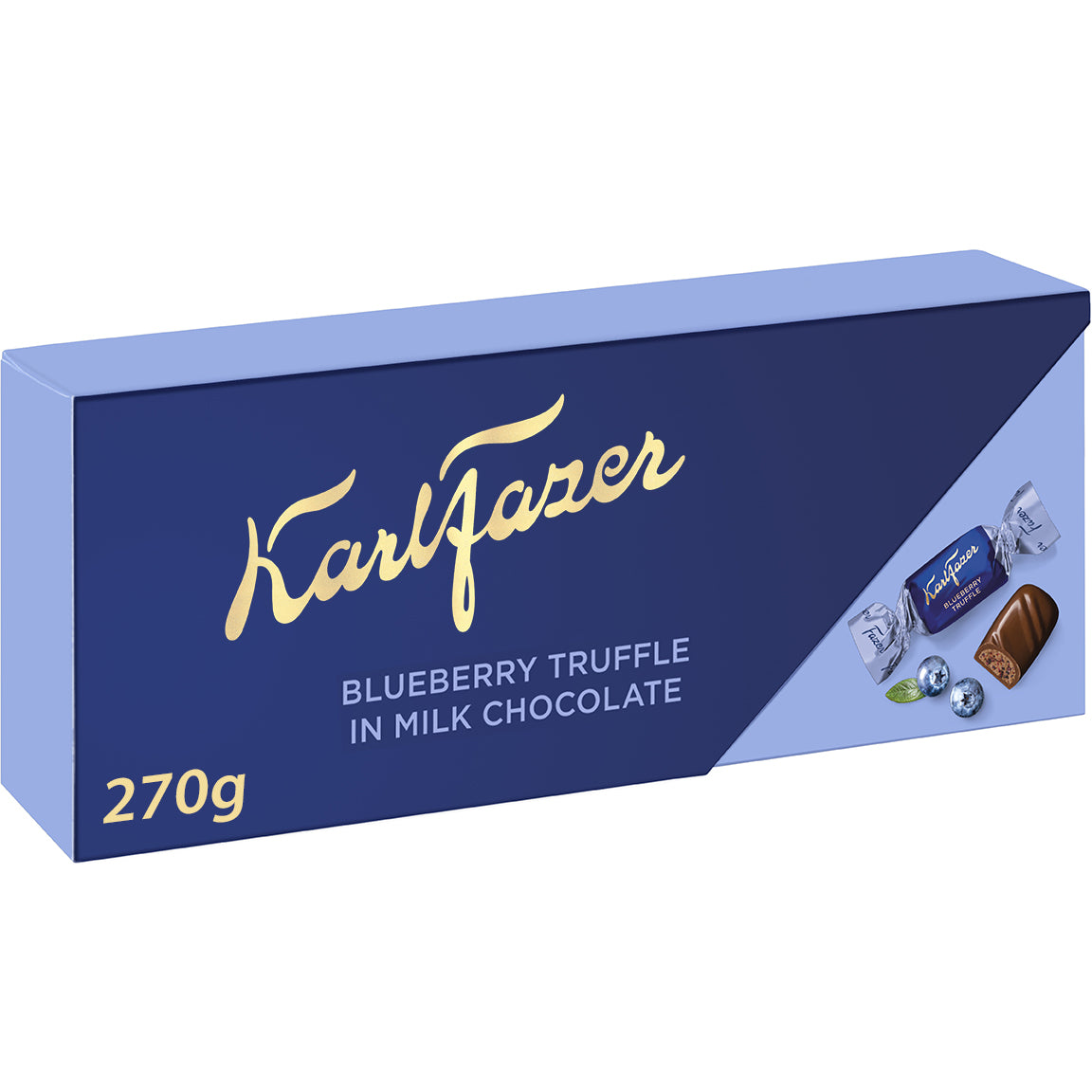 Karl Fazer blueberry truffle filled milk chocolate pralines 270g