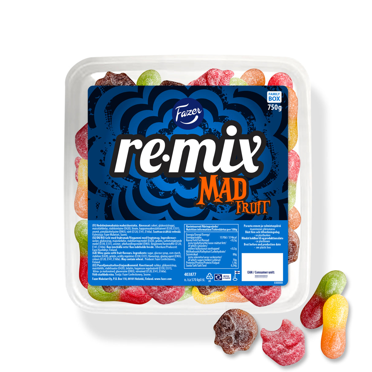 Fazer Remix Mad Fruit Mix irtokarkkilåda 750 g