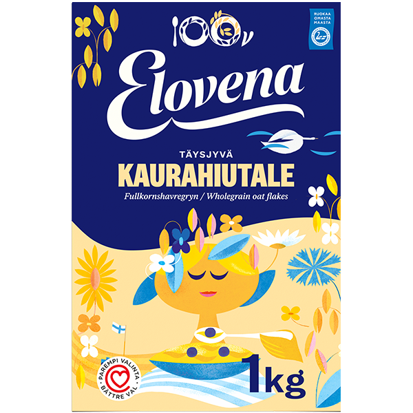 Elovena 1kg täysjyvä kaurahiutale