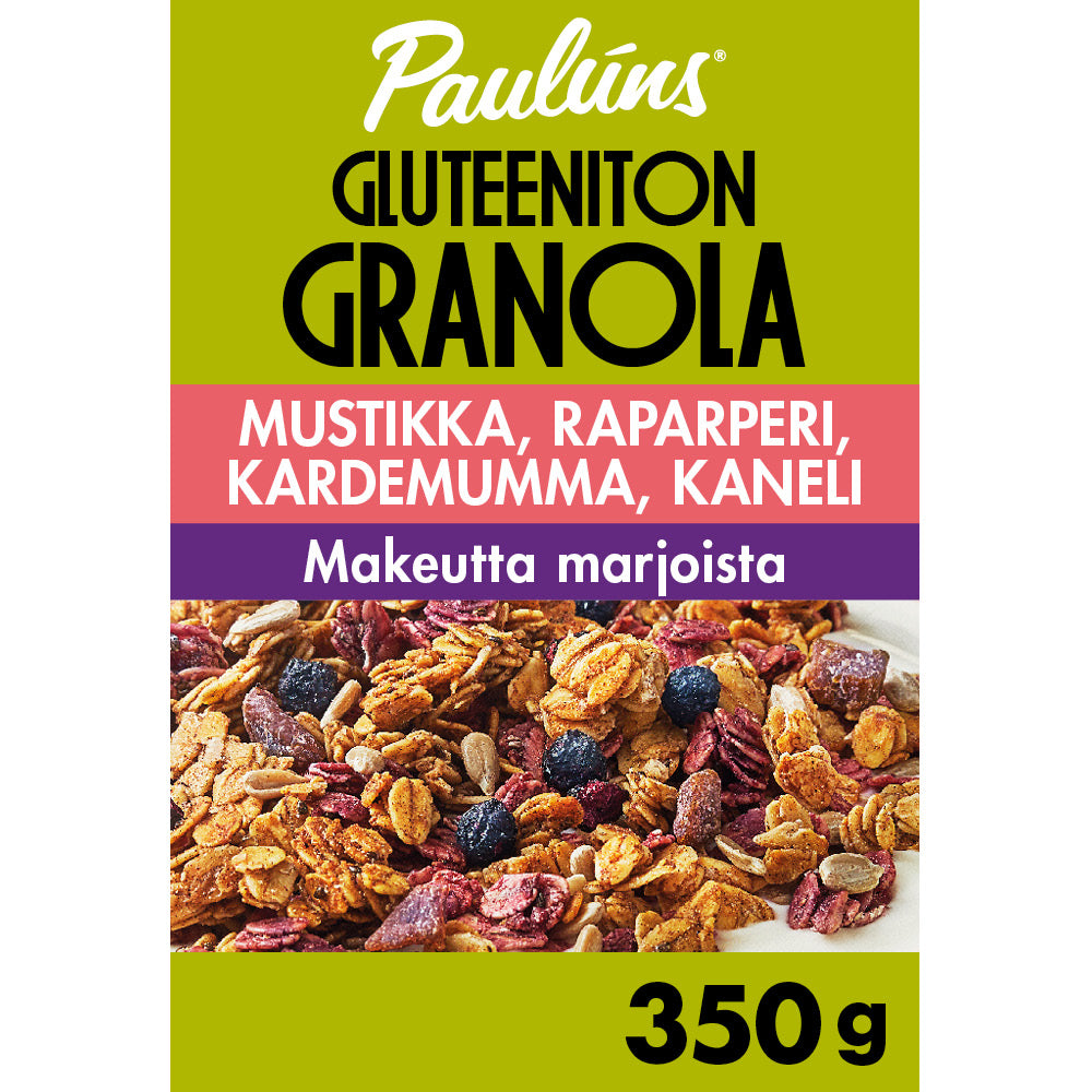 Paulúns gluten free blueberry-rhubarb-cardamom-cinnamon granola muesli 350g