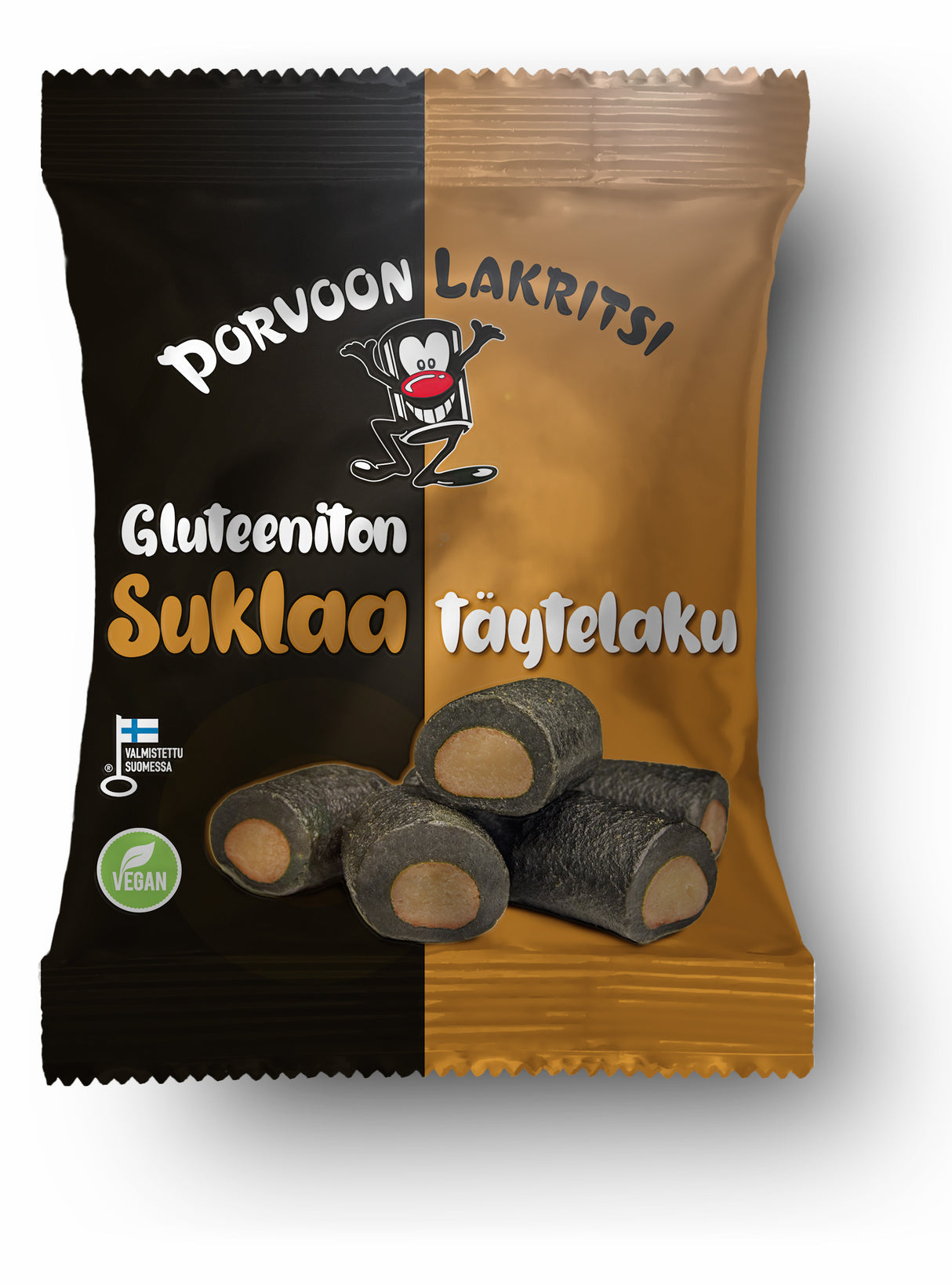 Porvoon Lakritsi Gluteeniton täytelakritsi suklaa150g suklaanmakuinen täytelakritsi