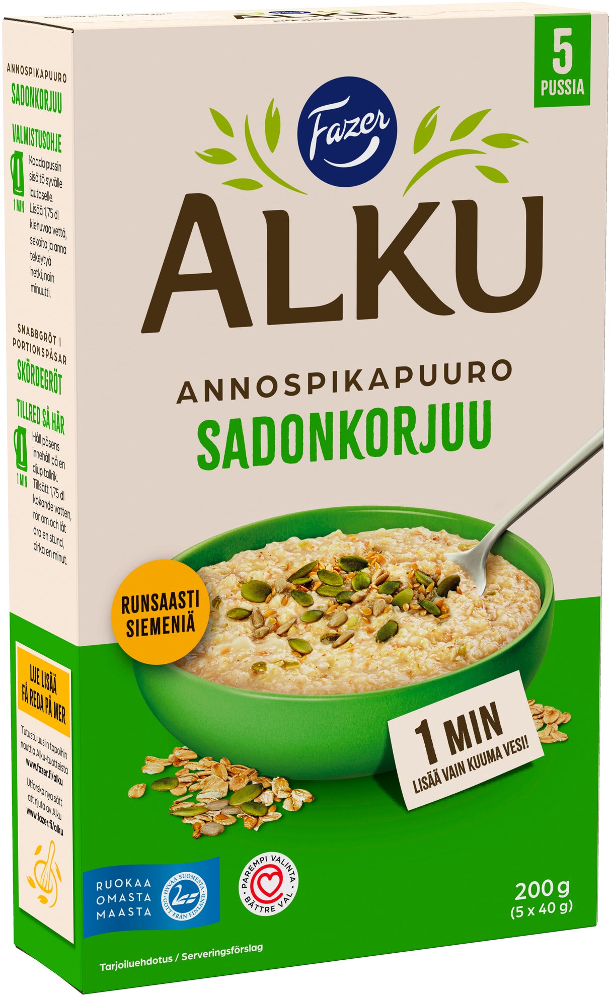 Fazer Alku Harvest single-serving instant porridge 200 g (5 × 40 g)