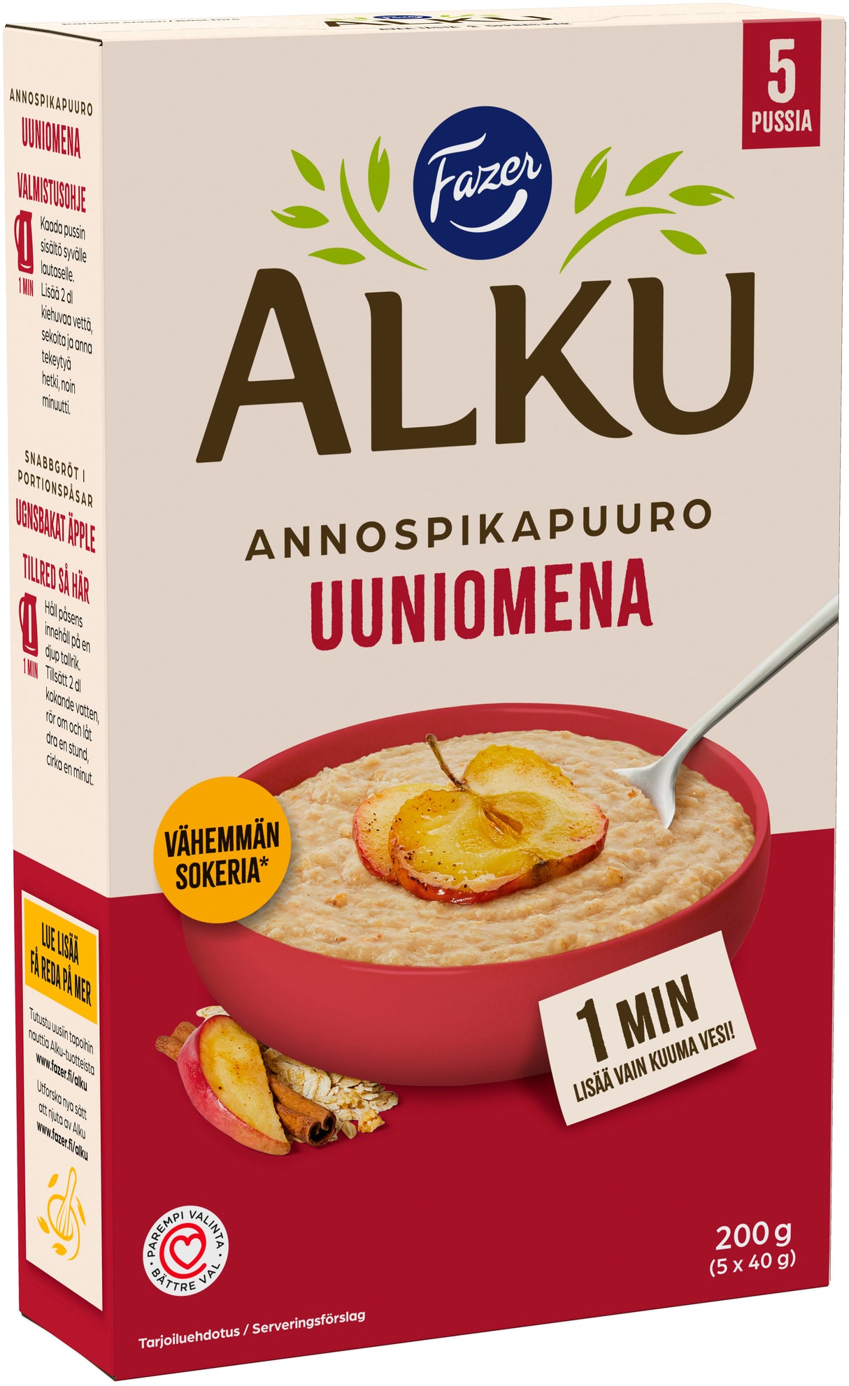 Fazer Alku Uuniomena portionshavregryn 200 g (5 x 40 g)