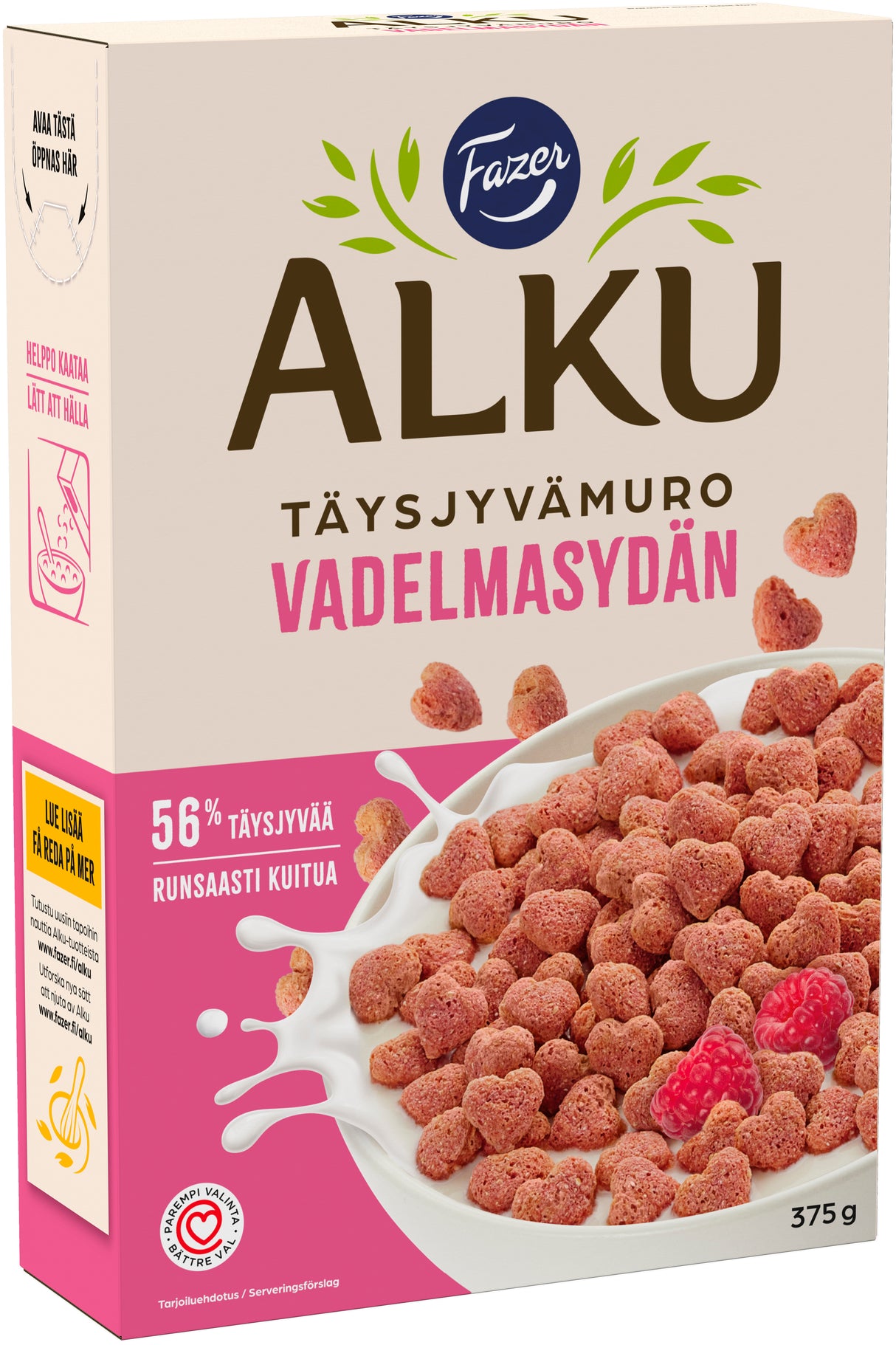 Fazer Alku Raspberry heart whole grain cereal 375 g