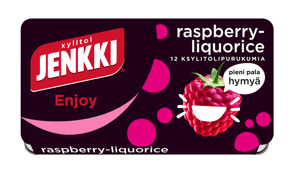 Jenkki Enjoy Himbeer-Lakritz Xylit-Kaugummi 18g