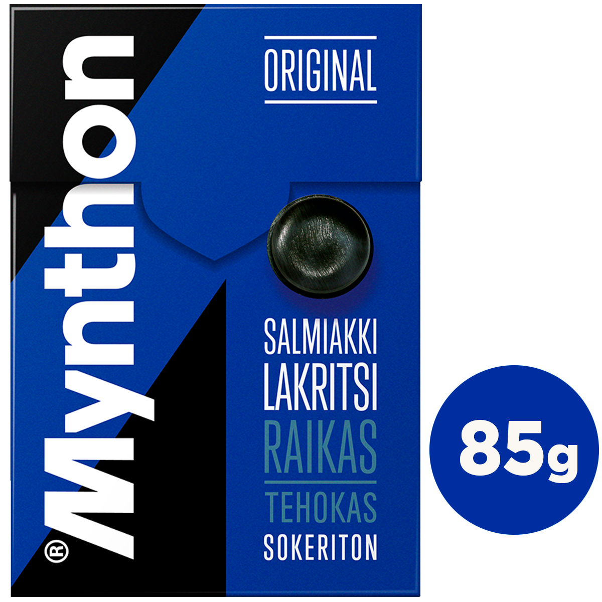 Mynthon Original Salmiakki-Lakritsi sokeriton cough drop 85g