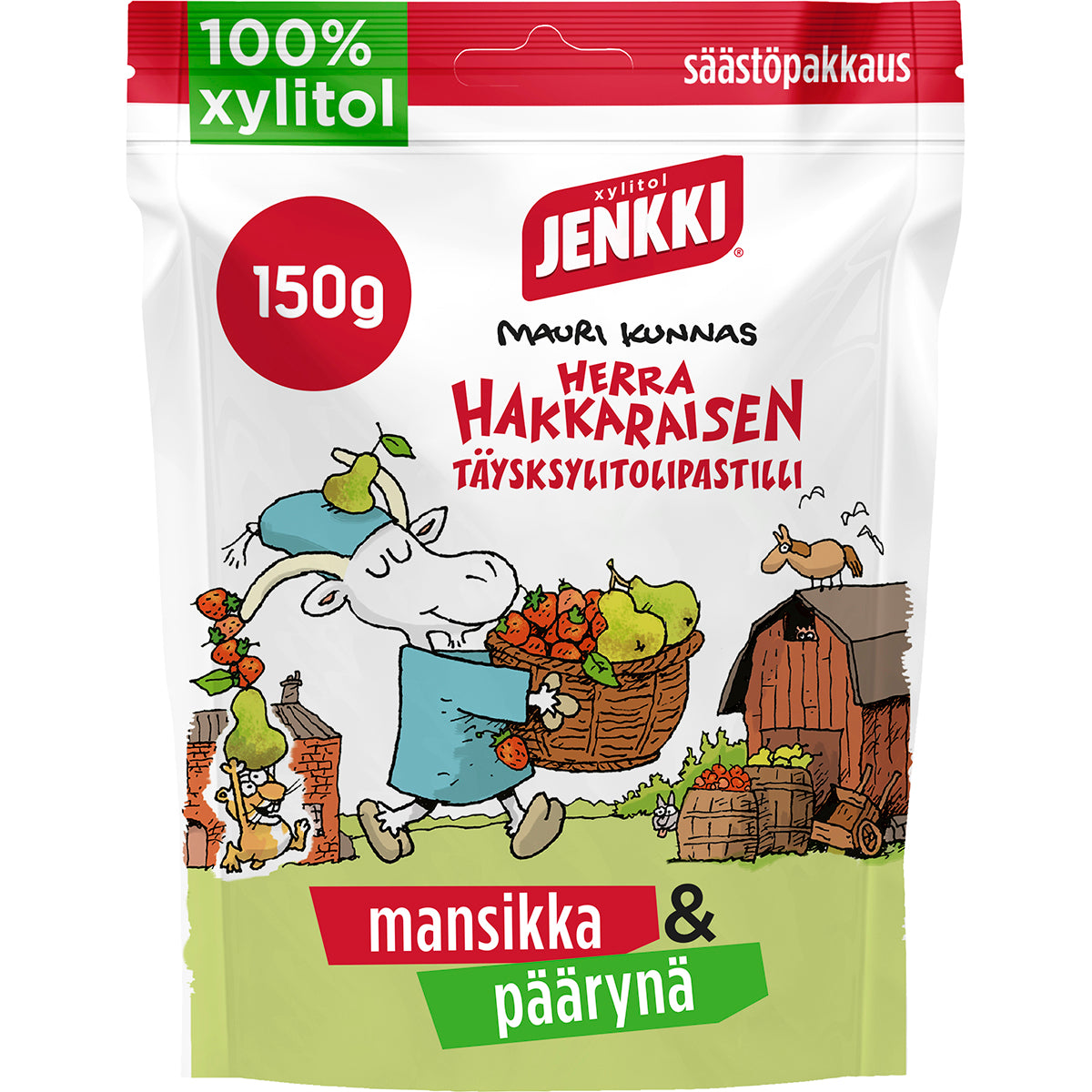 Jenkki Herra Hakkarainen Mansikka & Päärynä full xylitol pastille 150g