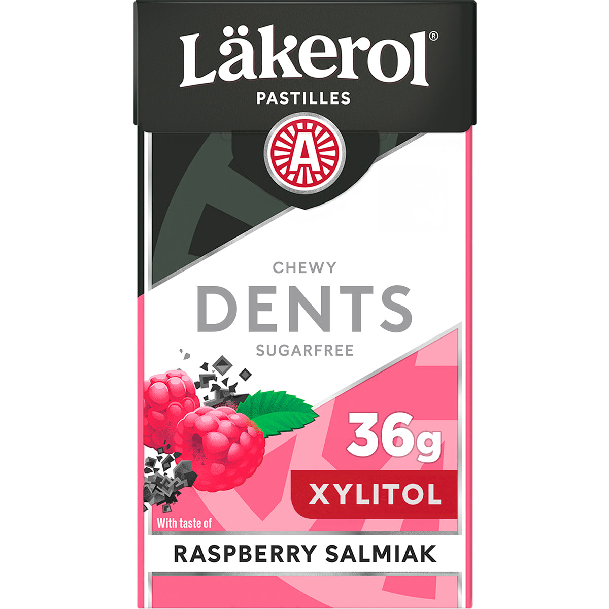 Läkerol Dents Raspberry Salmiak xylitol pastille 36g