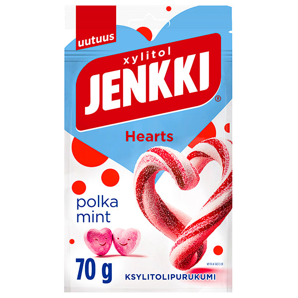 Jenkki Enjoy Hearts Polkamint ksylitolipurukumi 70g