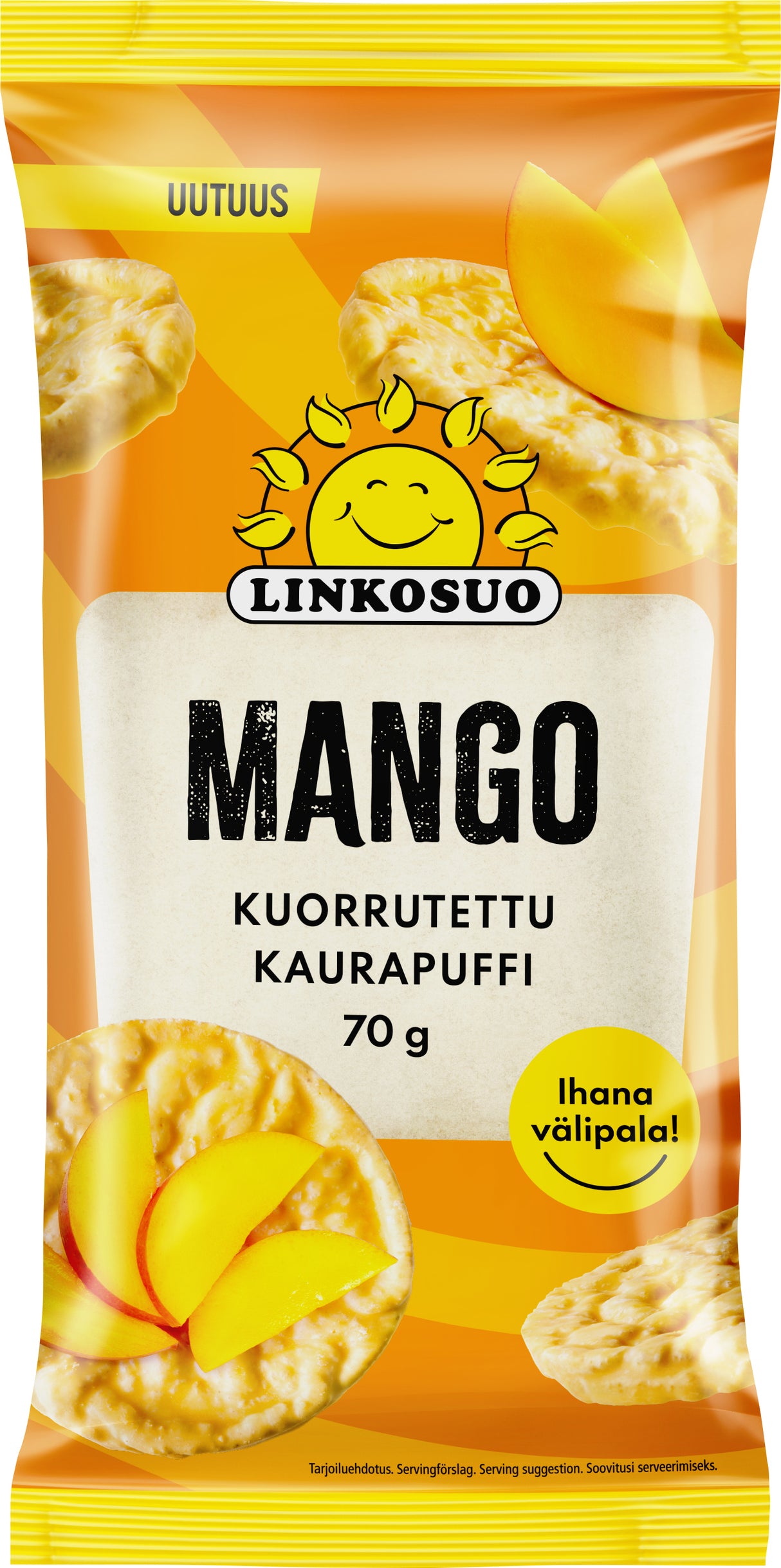 Linkosuo kuorrutettu kaurapuffi mango 70g