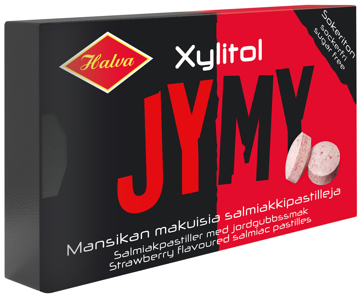 Halva Jymy Xylitol Hallonsmakande salmiakpastiller 30 g