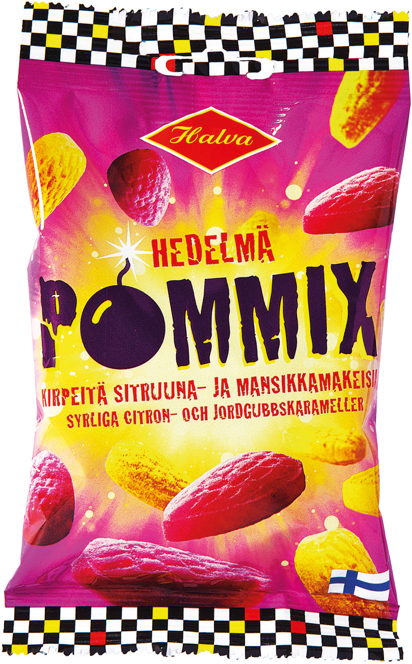 Halva Pommix harte saure Zitronen- und Erdbeersüßigkeiten 100 g