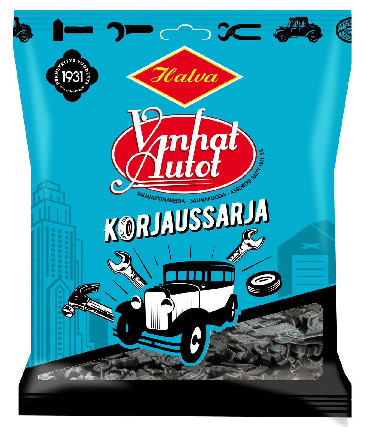 Halva Alte Autos Reparatursatz Salmiakbonbons 120 g