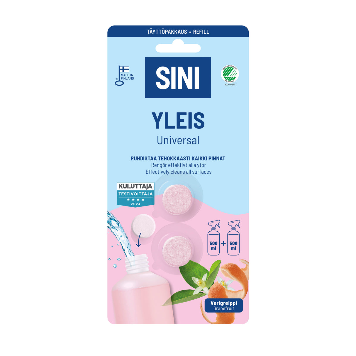 SINI Yleispuhdistusaine täyttöpakkaus – 2 tablettia
