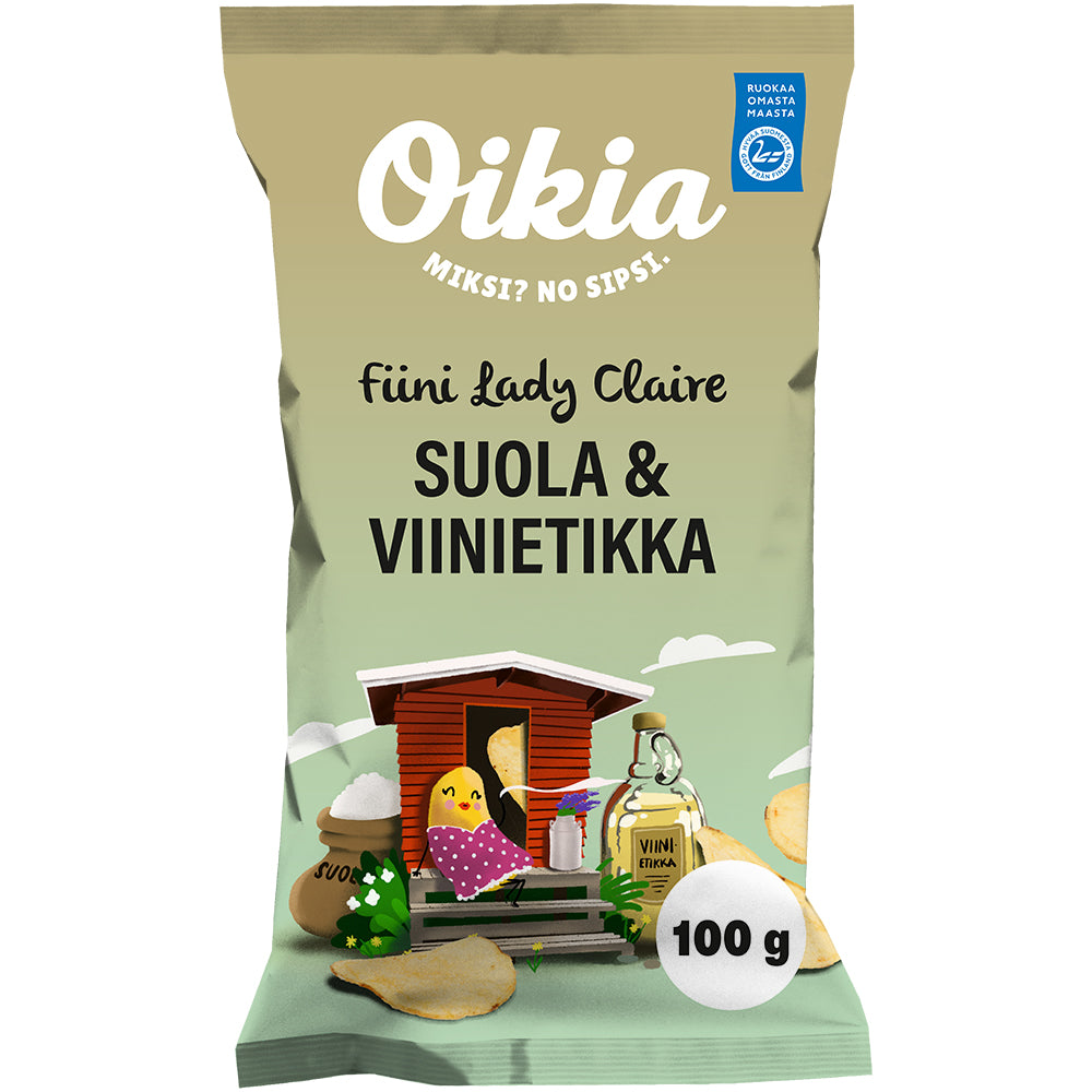 Oikia Fiini Lady Claire suola-viinietikka perunalastut 100g