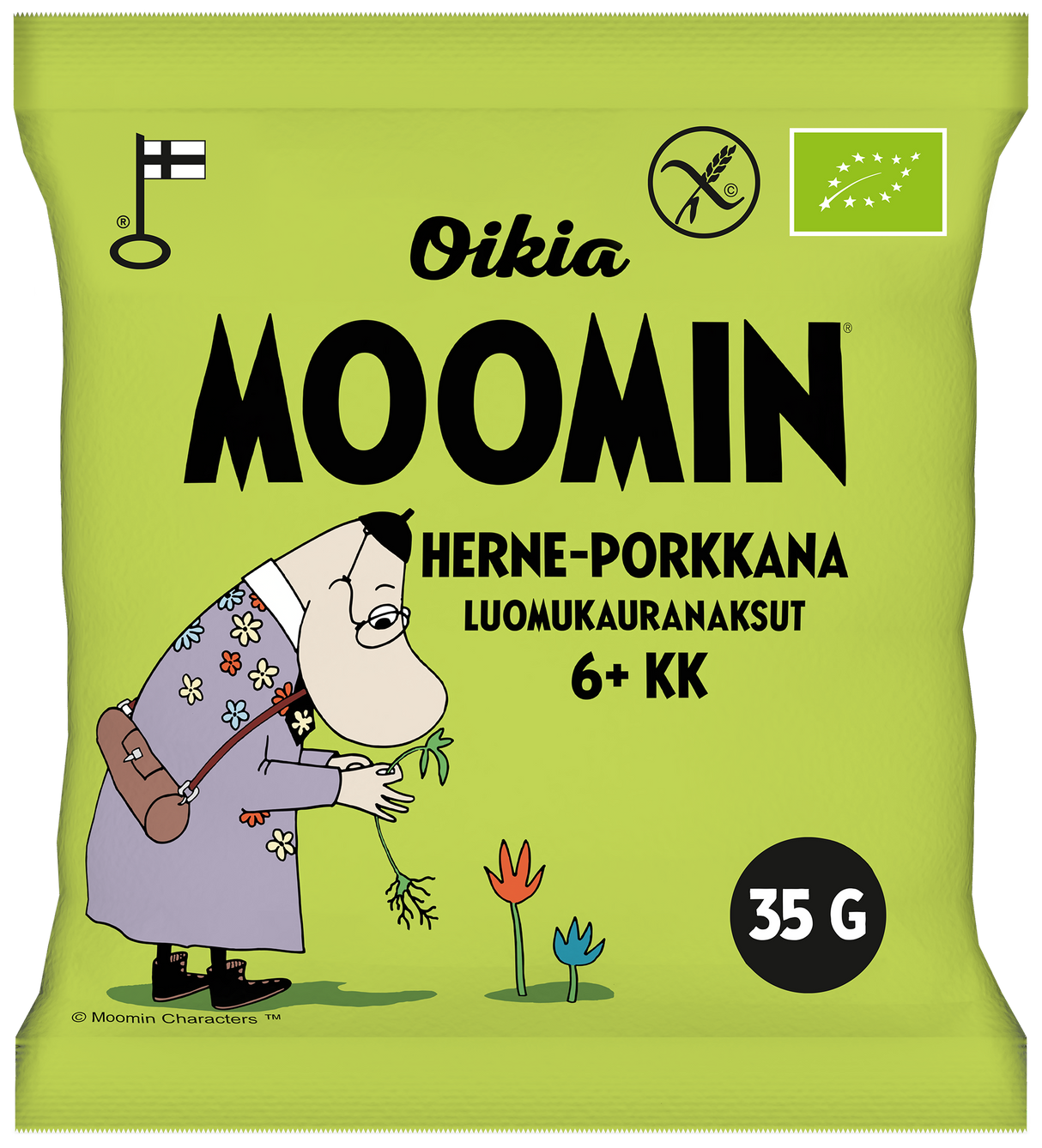 Oikia Moomin Luomukauranaksu herne-porkkana 35g